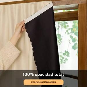 Cortina opaca negra autoadhesiva portátil, sin taladro, para ventanas y puertas; ideal para dormitorio, sótano y cocina (1 pieza).