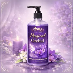 Bodywash Aura 1000ML Sabun Mandi Cair Terlaris 1 liter aroma Magical Orchid UNGU wangi segar dan lembut