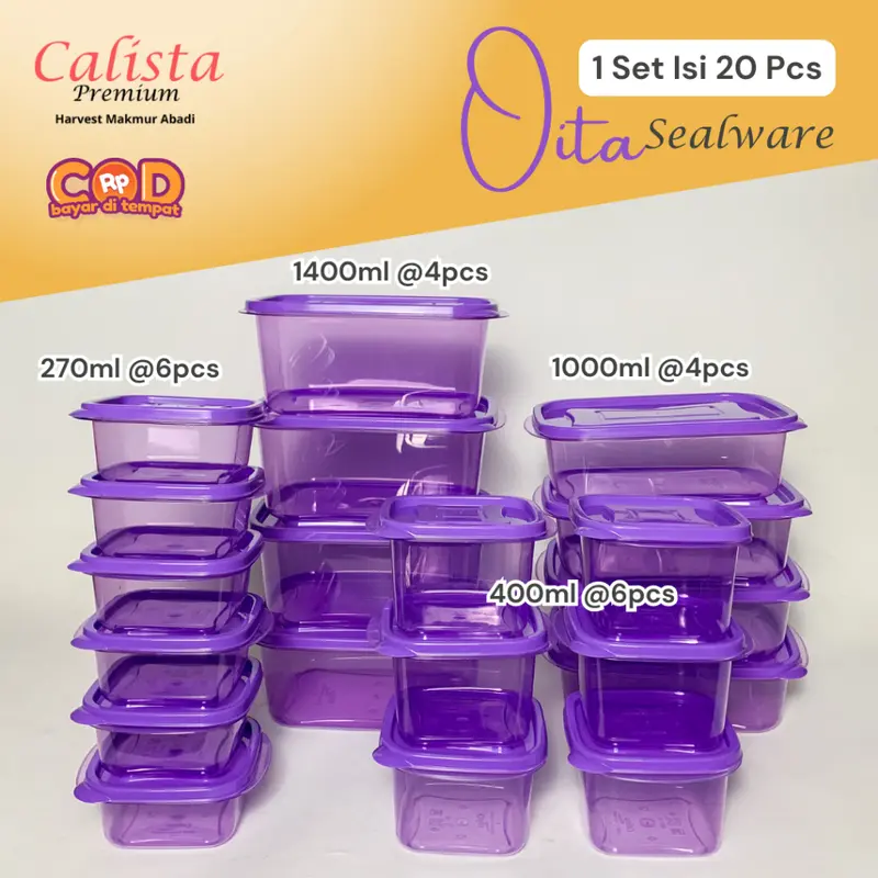 [CALISTA] OITA SET 20 PCS FOOD CONTAINER TOPLES PLASTIK CALISTA OITA SET ISI 20PCS TEMPAT PENYIMPANAN MAKANAN DI KULKAS FOOD PREPARATION 2