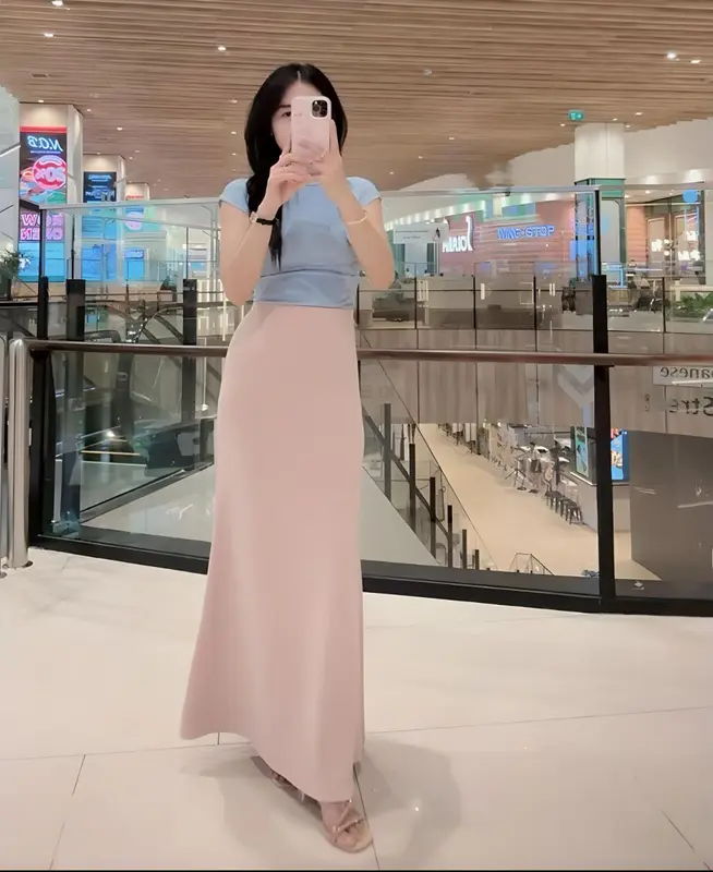 Lunar Mermaid Skirt - Rok Flare Wanita Basic Polos - Rok Wanita Panjang highwaist 2