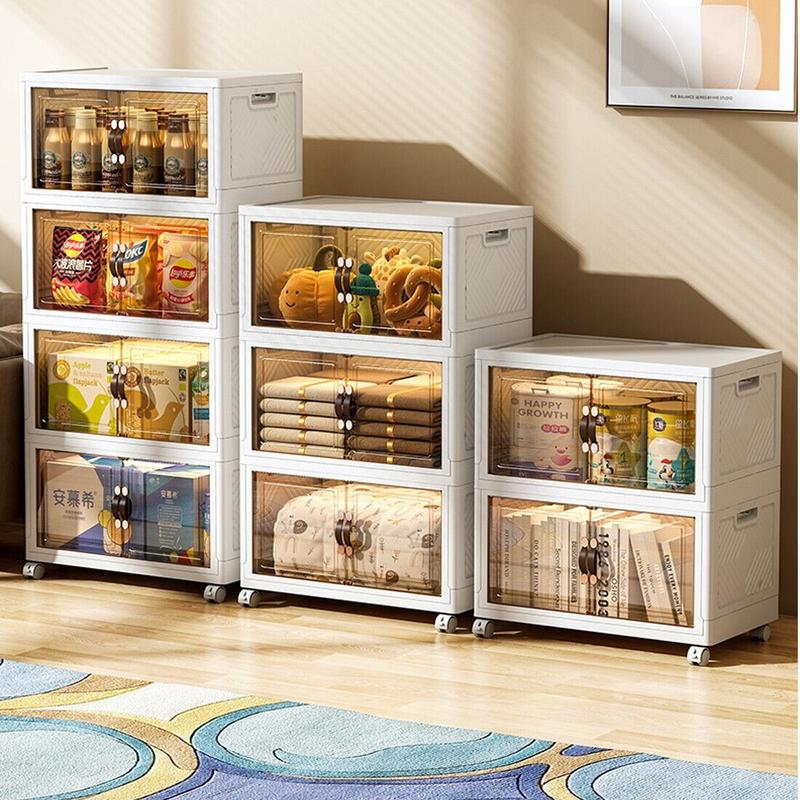 Large Capacity Clothes Storage Cabinet Locker Folding Wardrobe W/Lid Open Front 2