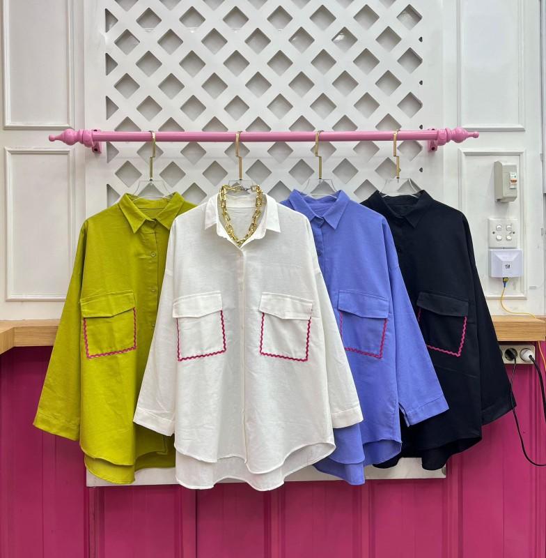 Kemeja Rayon Oversize / Kemeja Polos Shirt Bahan katun Rayon / Atasan Kemena Wanita Linen / Kemeja Oversize Rayon Wanita Terkini Formal Kancing  extra small Blouses & Shirts panjang