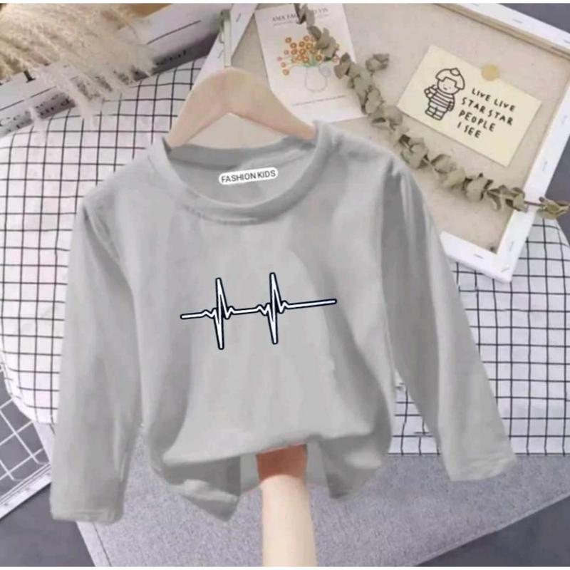 SKF-ATASAN ANAK KAOS DETAK JANTUNG LENGAN PANJANG UNTUK 1-10 THN / ATASAN ANAK / KAOS ANAK / T-SHIRT / KAOS UNISEX / TRENDY / KEKINIAN / KATUN 5