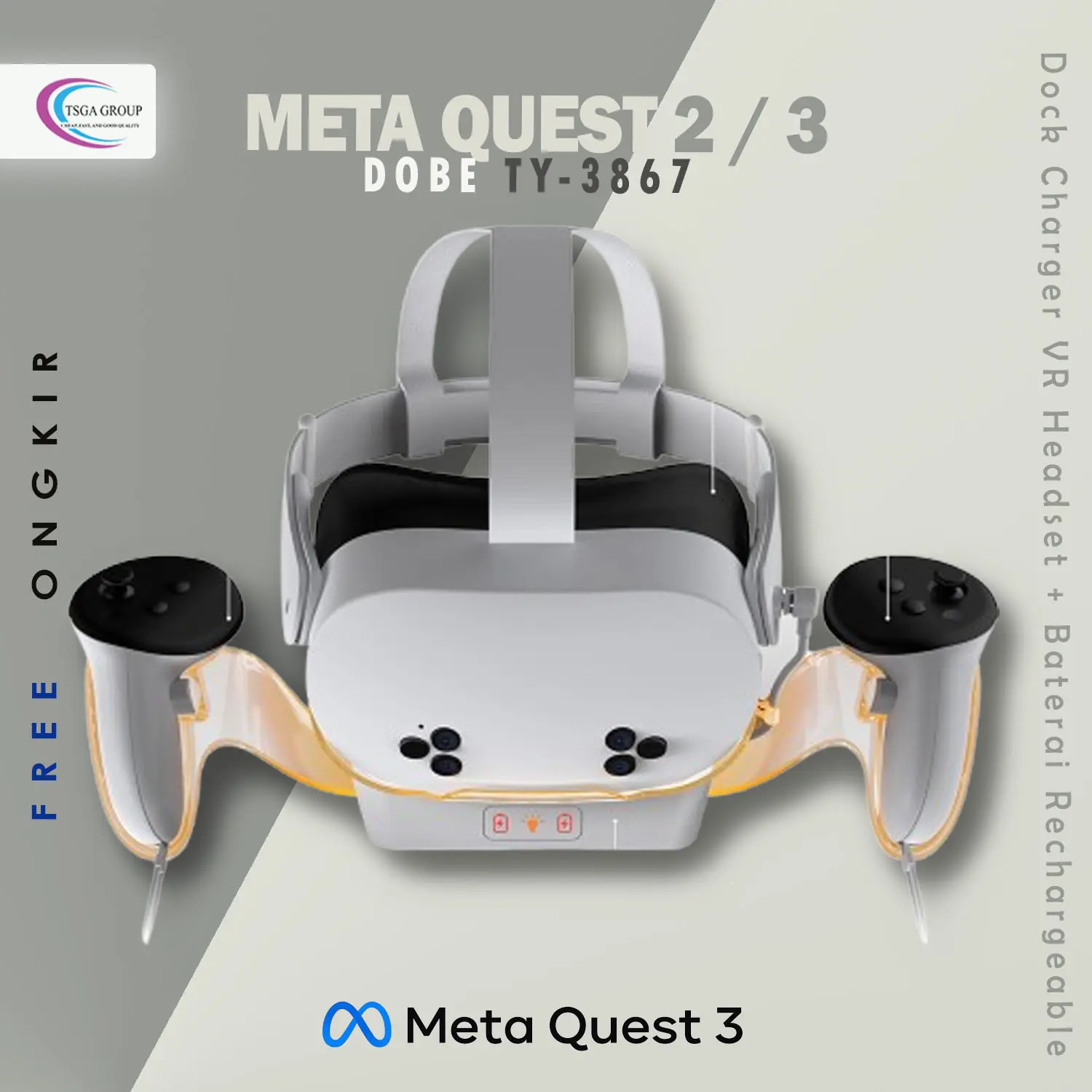 Dobe Charging Dock For Oculus 2 / Tempat Cas untuk Quest 2 TY-2806 Plus Battery Baterai Controller