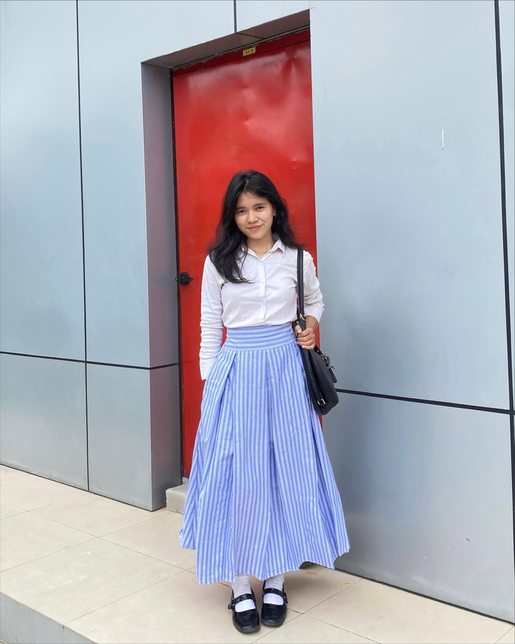 SOUL Carra stripe skirt | rok rempel korean style salur stripe | rok wanita kekinian 2026