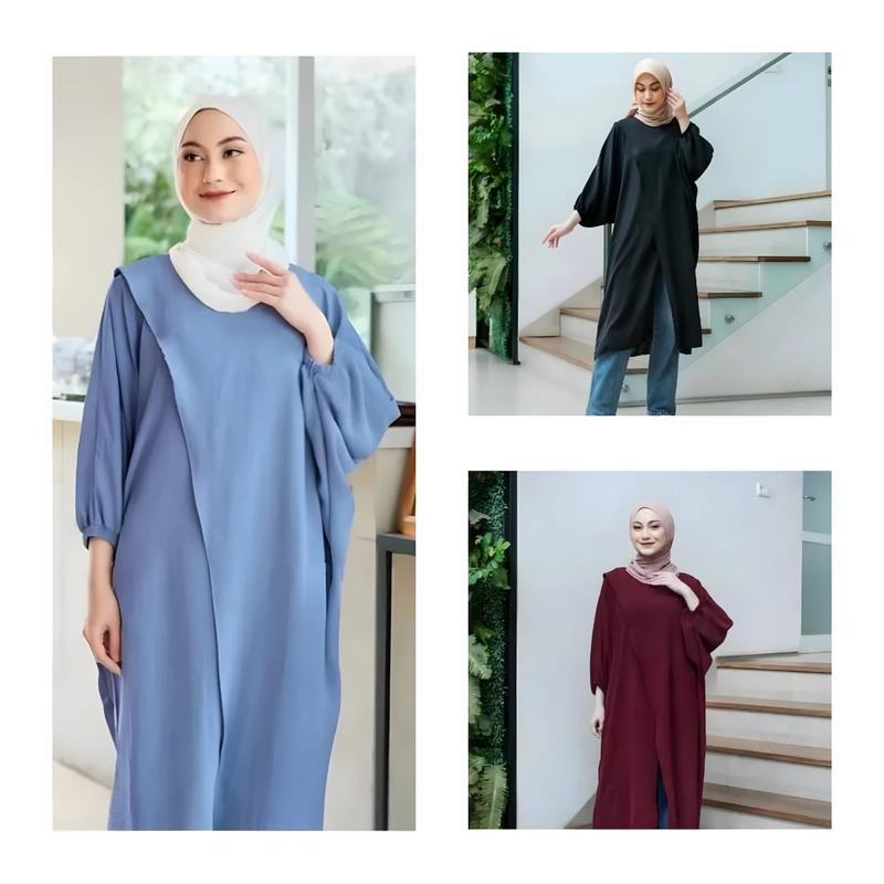 PROMO>>>Mecca LOng Tunik Crinkle Ariflow sultan / Tunik Model Belah sisi Wanita Muslim 0