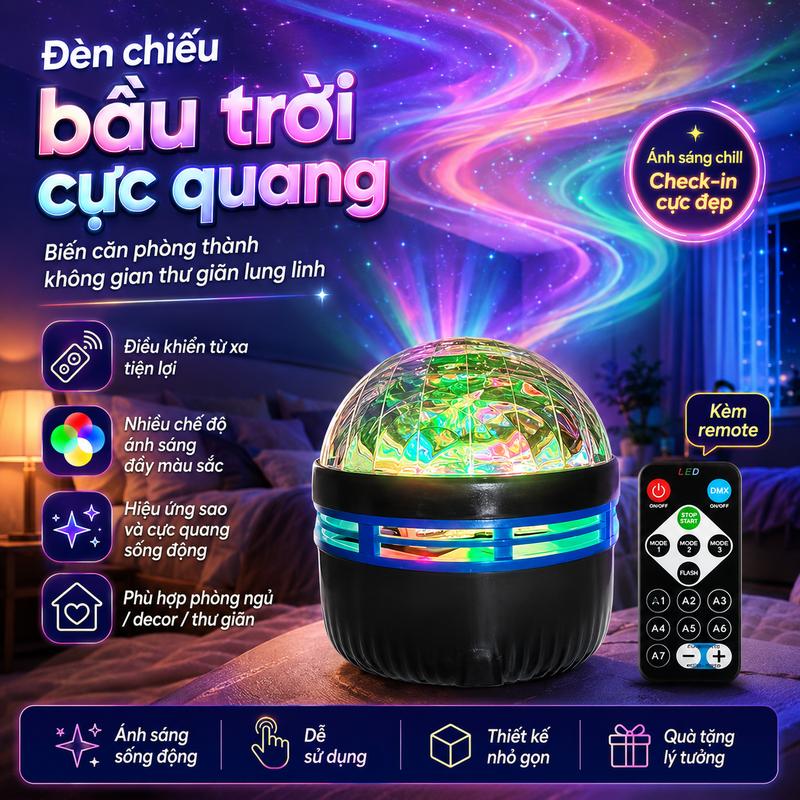 Máy Chiếu Bầu Trời Đầy Sao, Aurora Borealis, Đèn Chiếu Gợn Nước Xoay Lốc Xoáy,…
