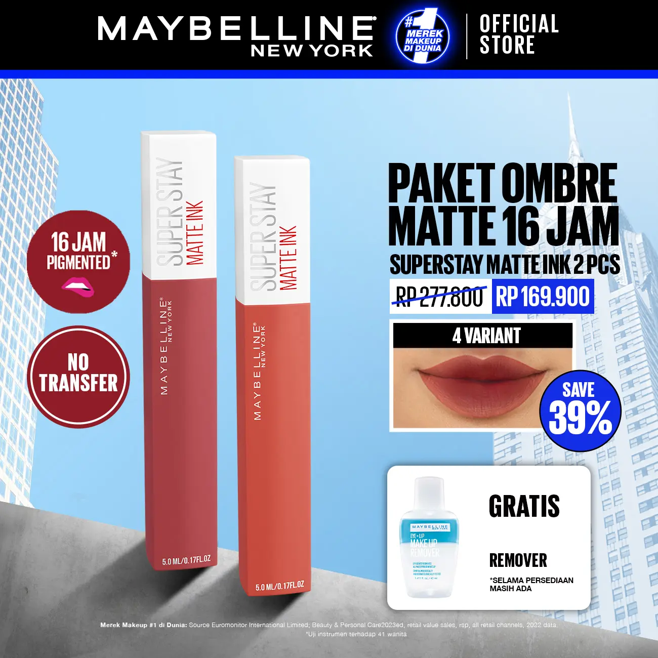 [BELI 2 GRATIS 1] MAYBELLINE Paket Hemat Superstay Matte Ink 2 pcs Ombre Set Lipstick - Long Lasting