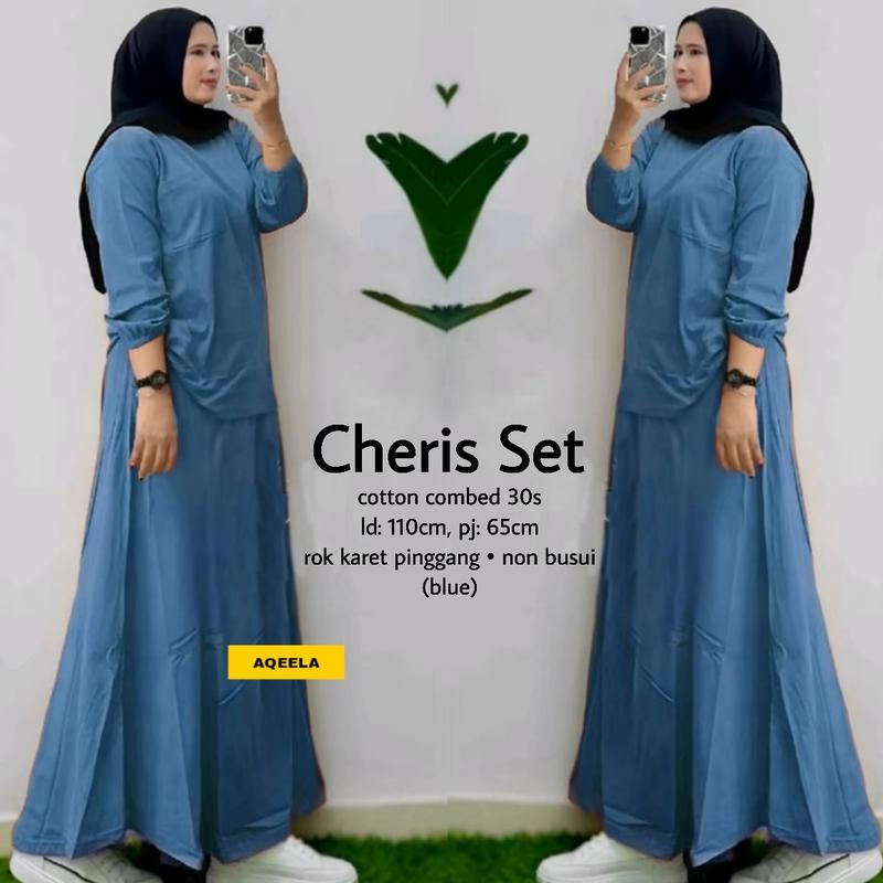 Product Introduction of Cheris Setelan Rok Kaos Combed Original Lingkar Dada 110 Panjang 65 untuk Wanita Nyaman Basic  Dewasa one set hijab style dan atasan one  set  elegan  lebaran 14