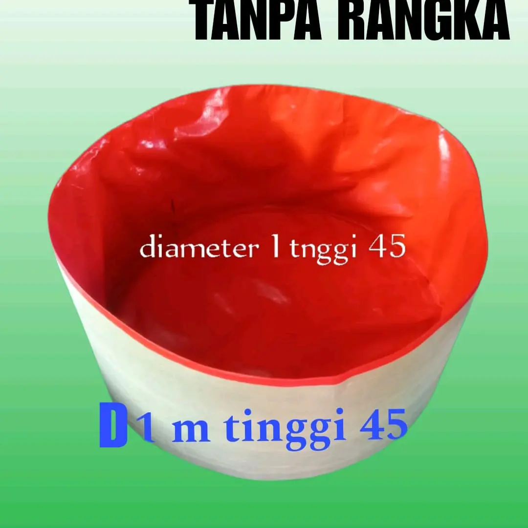 Kolam Terpal Bulat Tanpa Rangka Diameter 1 Tinggi 45cm Untuk Budidaya ikan Lele nila Gurame Gabus Udang Belut Dll