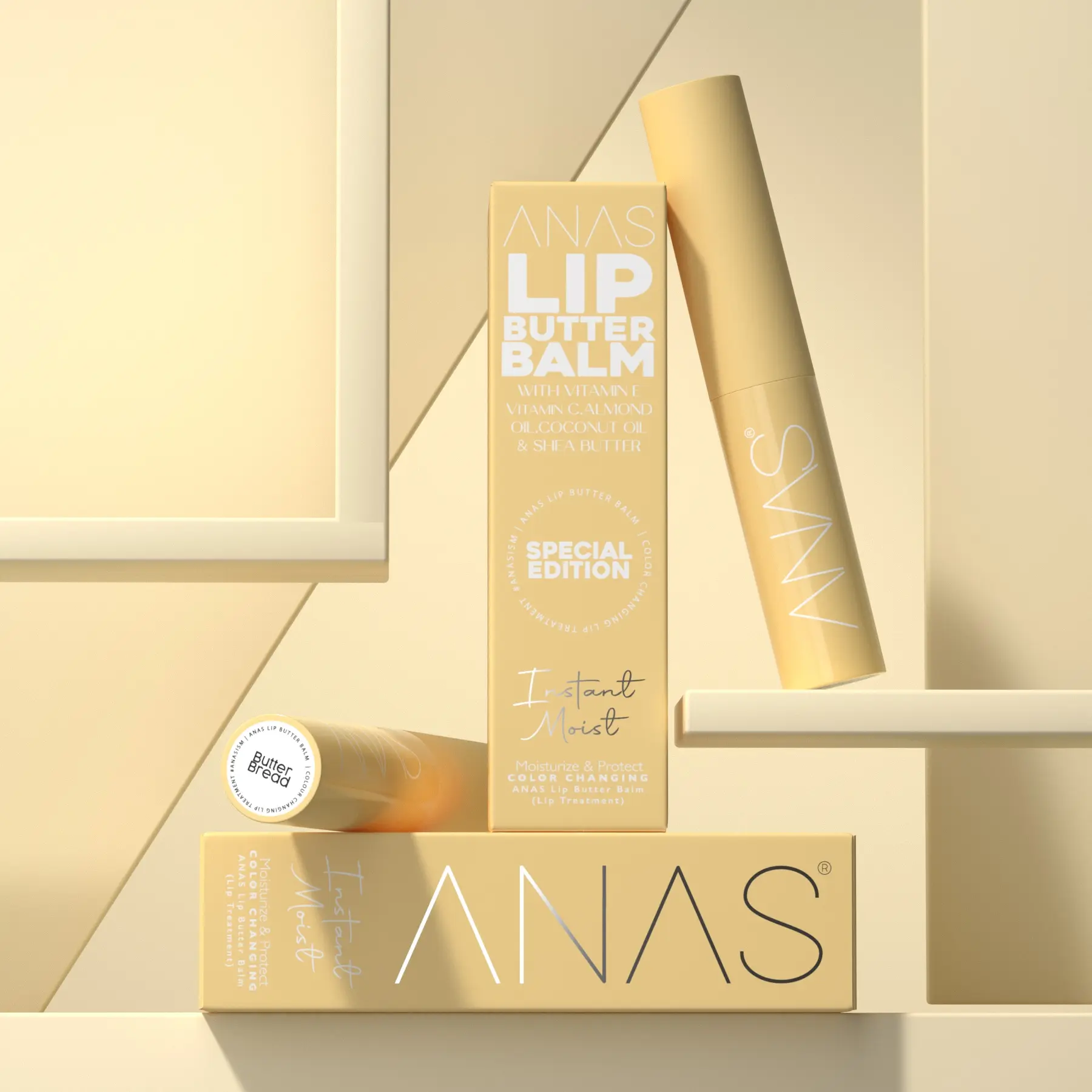 ANAS LIP BUTTER Balm with Vitamin E + Vitamin C + Coconut Oil + Almond Oil and Shea Butter