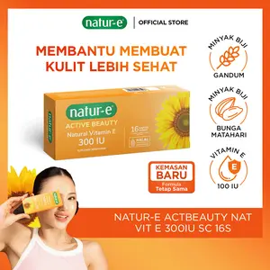 Natur-E Active Beauty Natural Vitamin E 300 IU 16s - Soft Capsule Dengan Vitamin E 300 IU - Membantu Menjaga Kesehatan Kulit dari Dalam