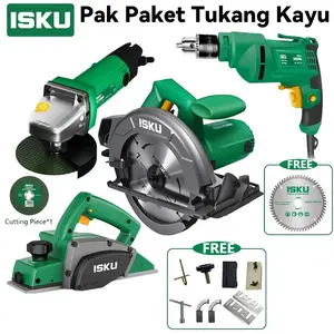 ISKU PROMO Pak Paket tukang kayu 4 item - ISKU lengkap Mesin Serut kayu + Mesin Circular Saw + Mesin BOR 10MM + Mesin gerinda 4 inch ORIGINAL