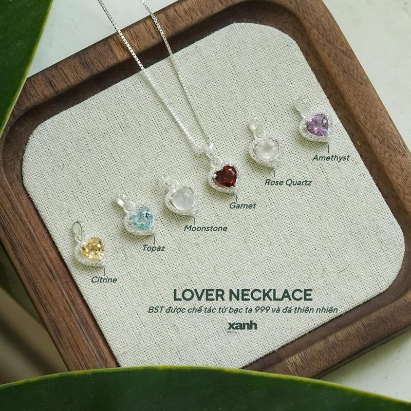 Dây chuyền Trái tim đá thiên nhiên lấp lánh nữ tính may mắn thanh lịch hằng ngày - Xanh Jewelry  Women Trang Sức Voi Chain topaz vòng  cổ đá  topaz