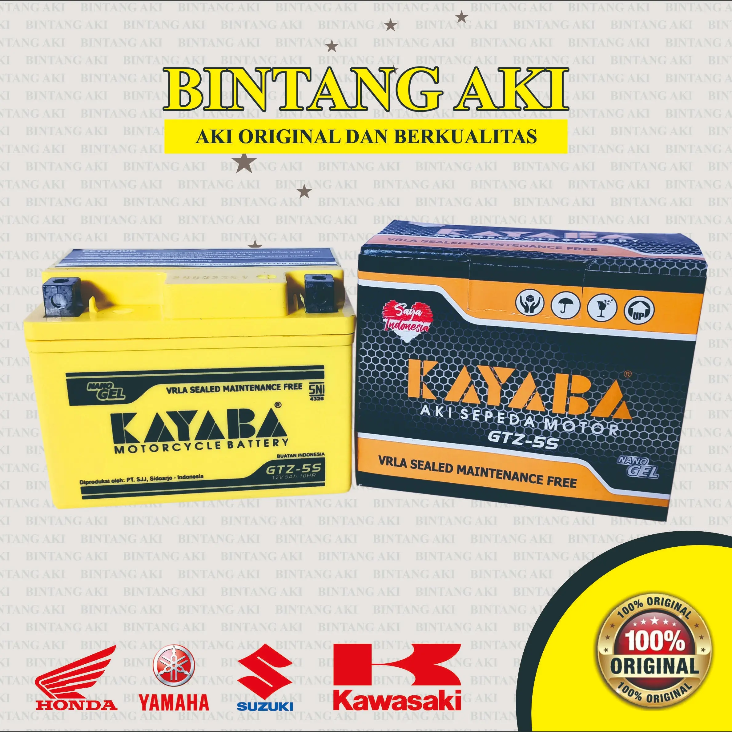 KAYABA GTZ5S Aki Motor HONDA BEAT VARIO 110 SCOOPY SUPRA X 125 REVO SPACY BLADE NEW MEGA PRO VERZA CRF GENIO Kendaraan Motorcycle