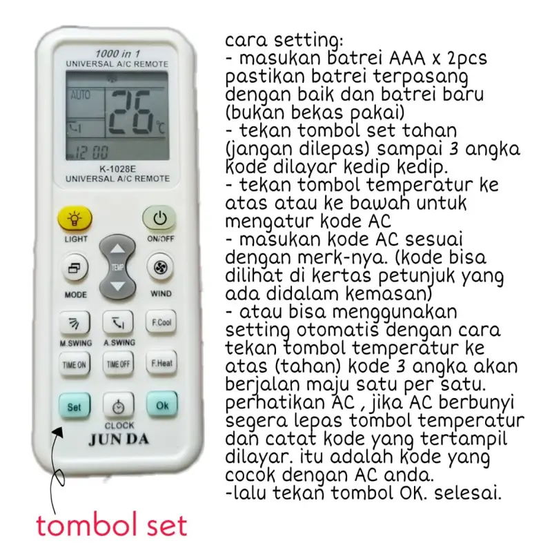 REMOTE AC MULTI /UNIVERSAL JUN DA K-1028E Remot 2