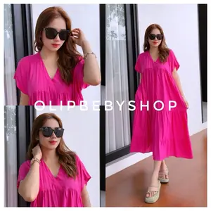 Kanzia Homedress Daster Jumbo Wanita Rayon Premium Polos