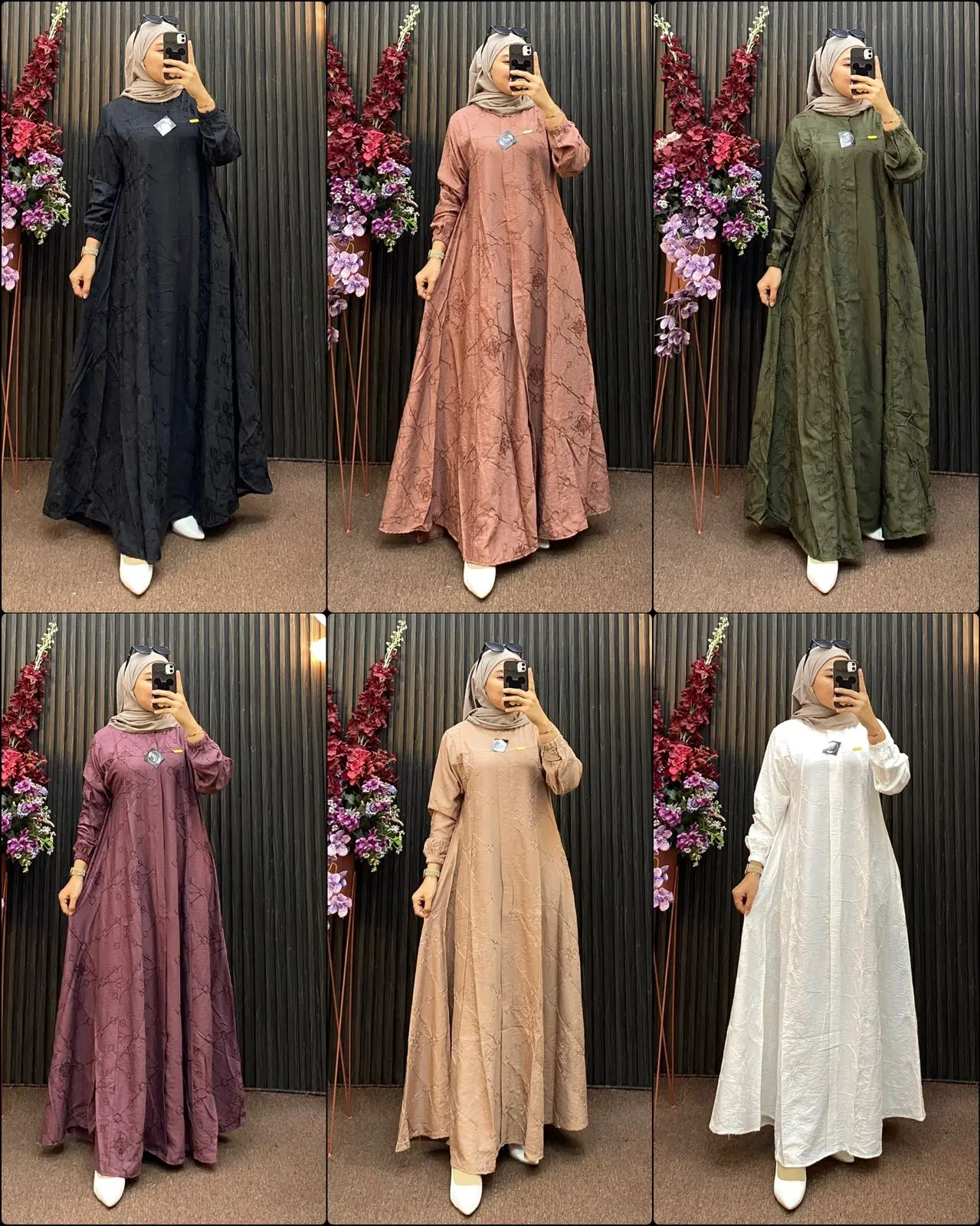 Gamis sirkle polo linen bordir Wanita Baju Muslim Baju Muslim