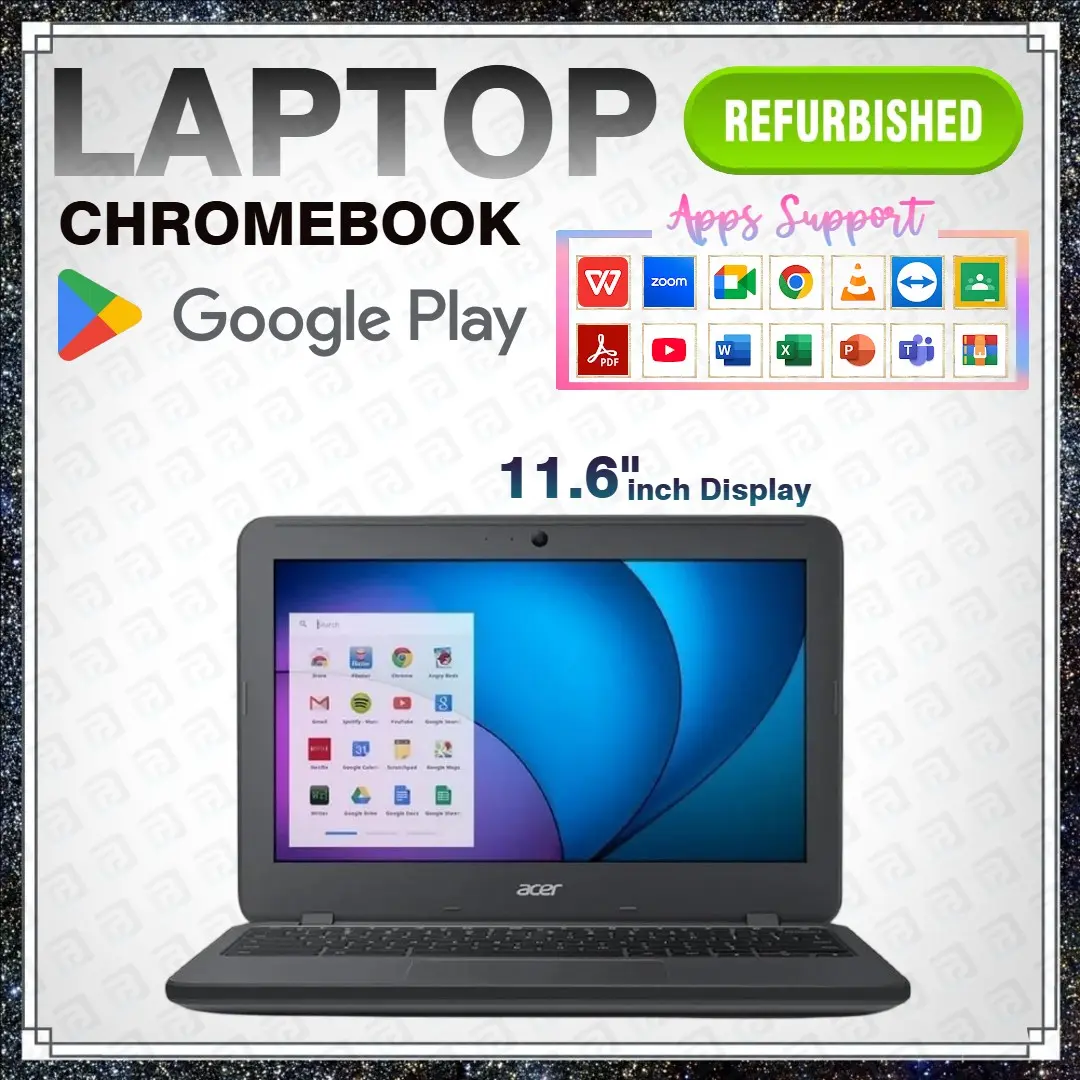 (Refurbished) Acer C731 Chromebook Laptop / 11.6" inch Display / Intel Celeron / 4GB RAM / 16GB or 32GB SSD / Chrome OS + Google PlayStore