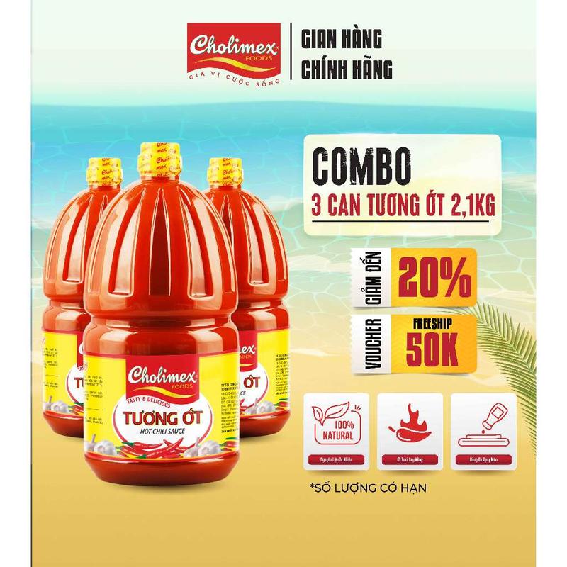 TOP Combo 3 Chai Tương Ớt CHOLIMEX FOOD Pet 2.1kg Tươi Nguyên Chất, Cay Ngon…