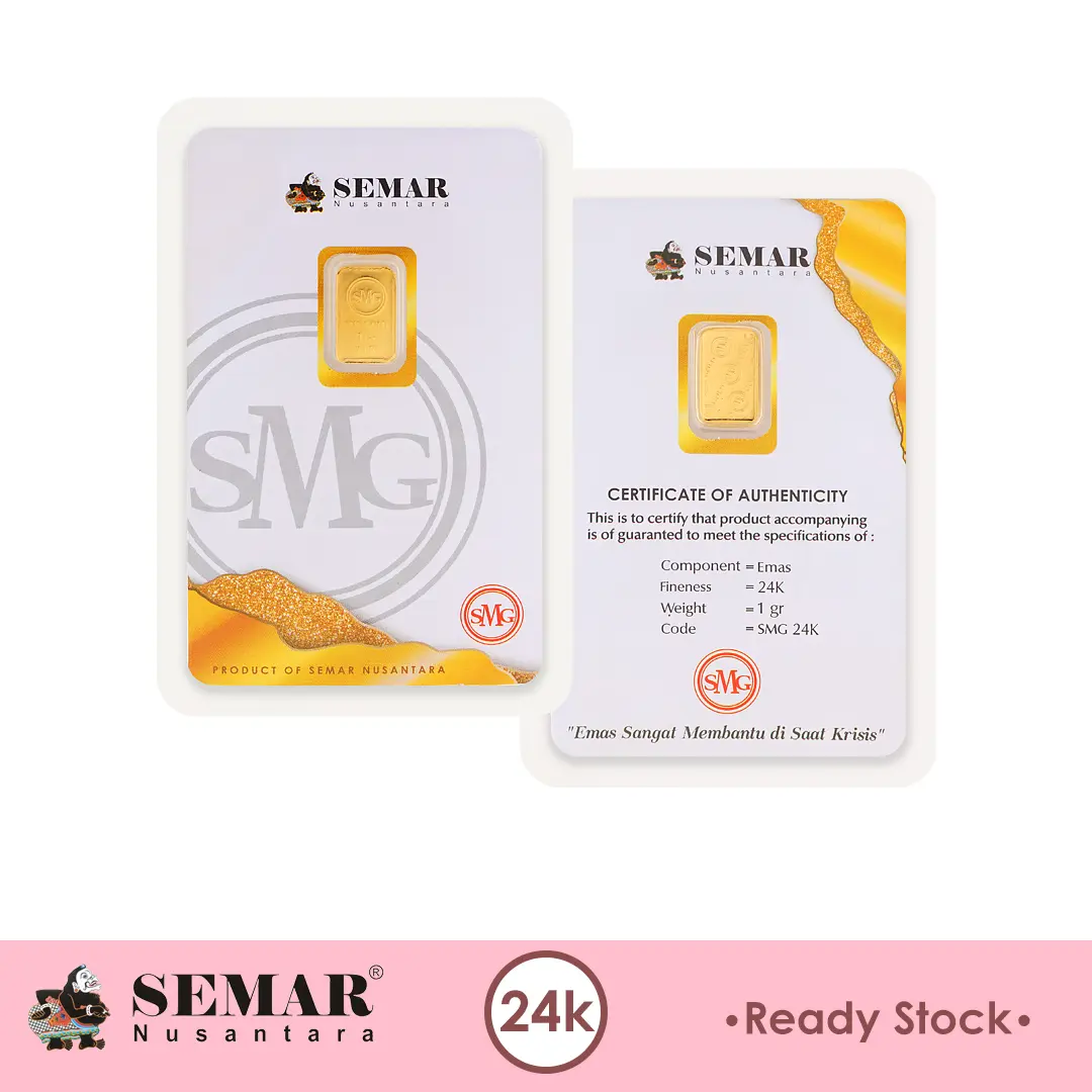 Logam Mulia SMG Gold Press 1gram Emas Batangan Semar Nusantara
