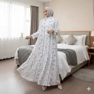 Series Raya Gamis Arsyila Rayon Gamis Lengan Balon Gamis Rayon Premium Lengan Karet Nyaman Adem