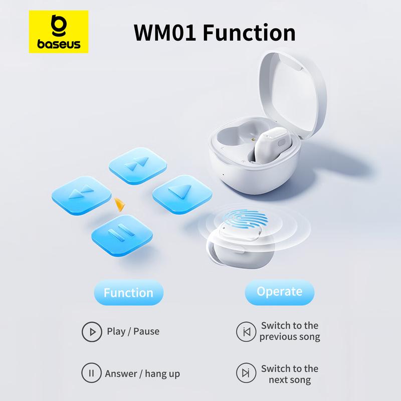 Baseus Encok WM01 True Wireless Bluetooth Earphone Pengurangan Kebisingan Tahan Air Mini Earbuds TWS Headphones Biru 7