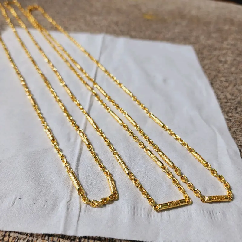 Kalung Bambu Pasir Rantai Nori Lapis Emas Kuning 7