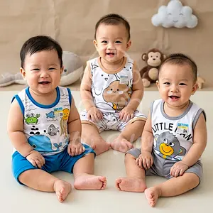 SETELAN KAOS SINGLET BAJU CELANA PENDEK ANAK / BAJU KUTUNG CELANA KOLOR BAYI OBLONG HARIAN LAKI PEREMPUAN 1 2 TAHUN tidur bajubayi murah