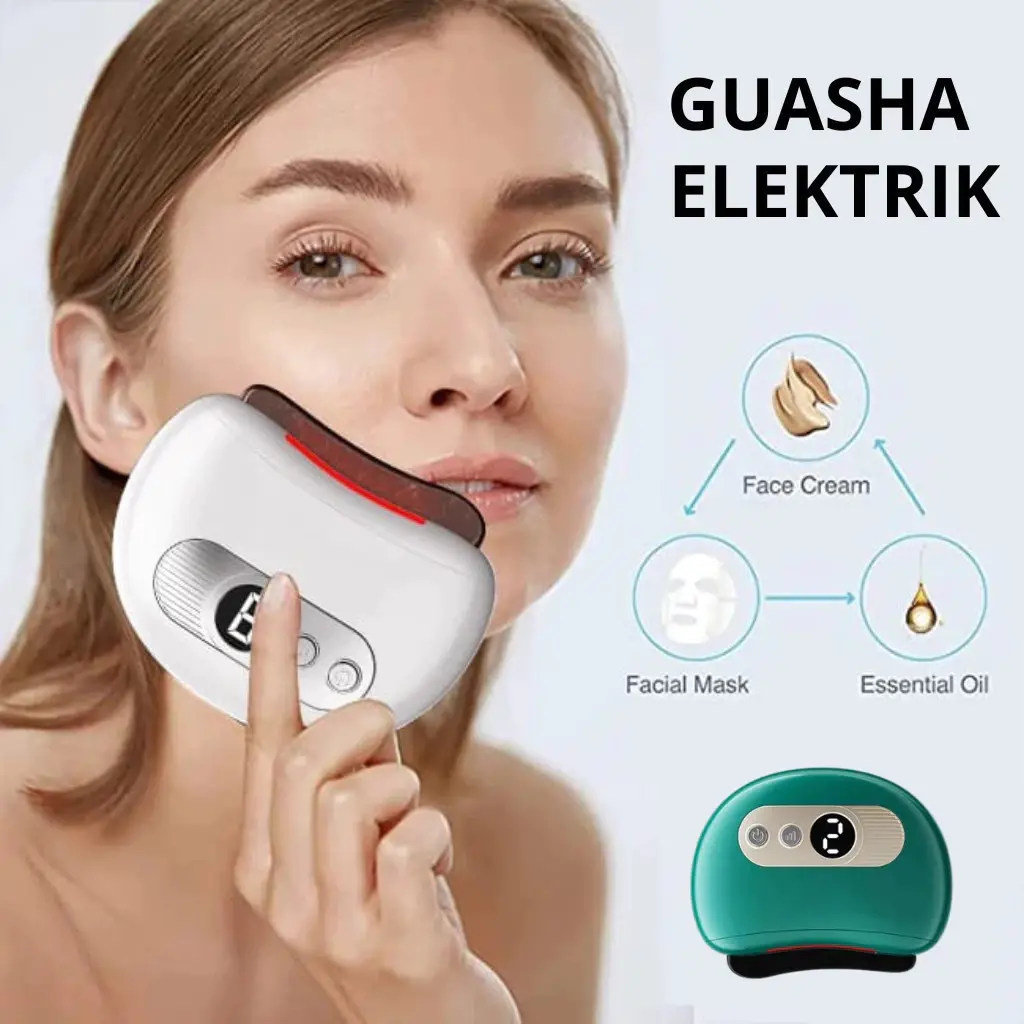 GuaSha Pemijat Elektrik Pijat Wajah Pemijat Elektrik-Bianstone Alami 2 Dalam 1 Fisioterapi Pengikisan Tubuh dan Wajah