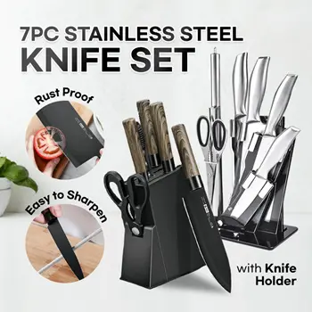 Kitchen Knife Set 7 Piece Kitchen Knife Set Stainless Steel Chef Knife Cooking Knife Scissors with A