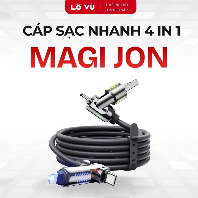   Dài 1m2 No-box Random Logo  LoVu Cáp sạc nhanh 4 in 1 MAGI JON Sạc nhanh 240W max Dài 1.2m Tích hợp đèn RGB đa màu - Phụ kiện điện thoại Lỗ Vũ 1 levu01 vuabanlo 
