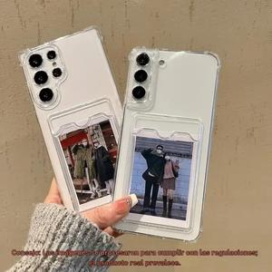 Funda Portatarjetas Transparente para Samsung S22+, S24 Ultra, S23 y Portátil S24, S22U/A36/A56 con Protección Completa en las Cuatro Esquinas.