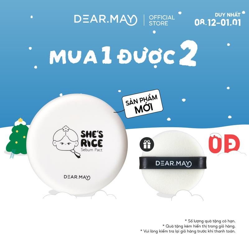   Tặng Bông Mút Thay Thế  Phấn Phủ Dạng Nén Kiềm Dầu Dearmay She's Rice Sebum Pact 12g 