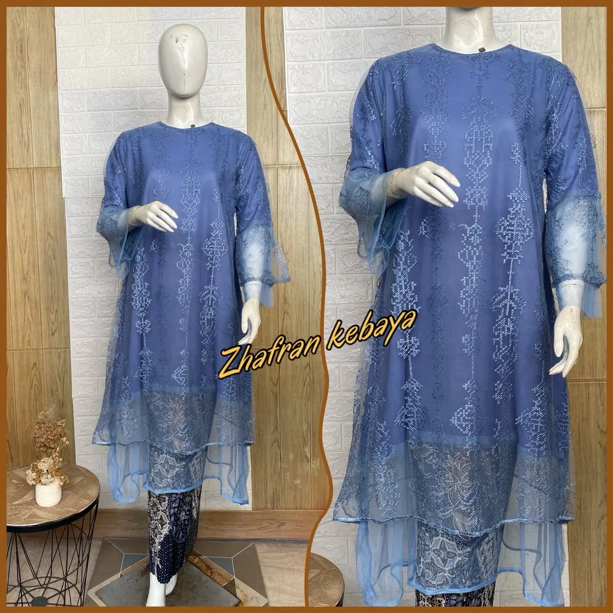 Dress Modern Midi Dress bahan tulle bordir premium