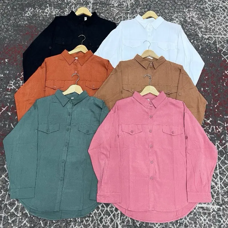 kemeja kattun polos super premium bahan seude soft