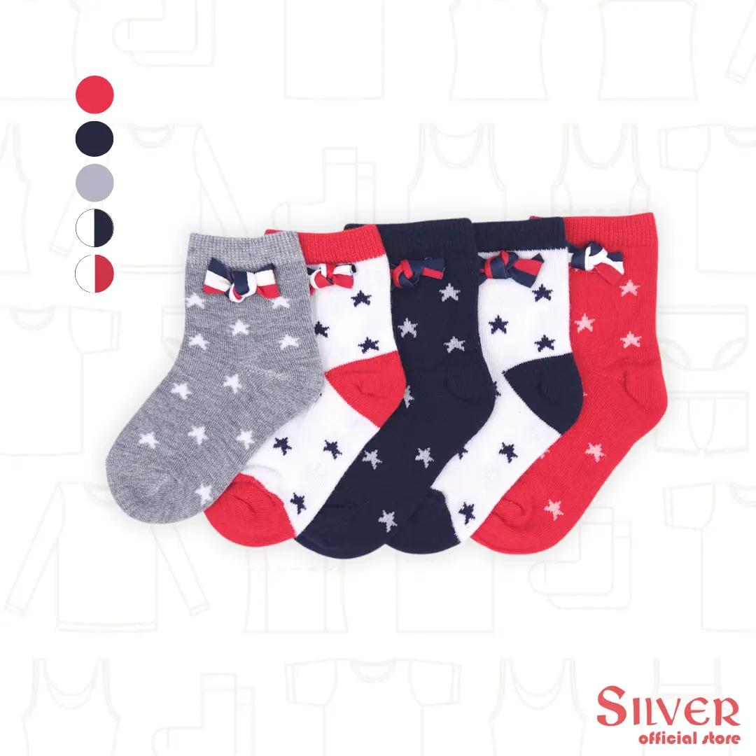 SILVER Kaos Kaki Anak Perempuan Katun Pita Motif Bintang - 37803.5736