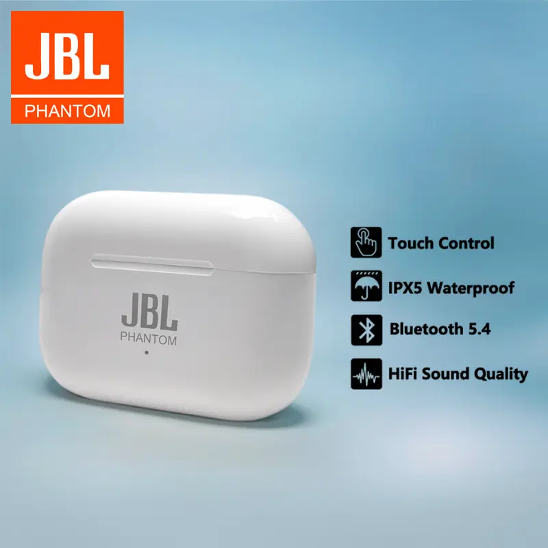 JBL-PHANTOM A5Pro Earbud Nirkabel Sejati, Suara Kuat yang, Pemutaran dalam waktu lama, Pengisian Daya Cepat USB-C, Tahan Air, Earbud Bluetooth, Perjalanan, Olahraga 5