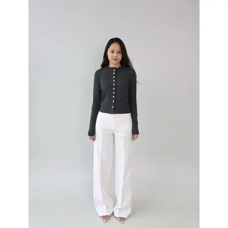 SAT - Olive Top Cardigan Knitwear Wanita / Cardi Korean Style Knit Rib Lengan Panjang Kardigan 2