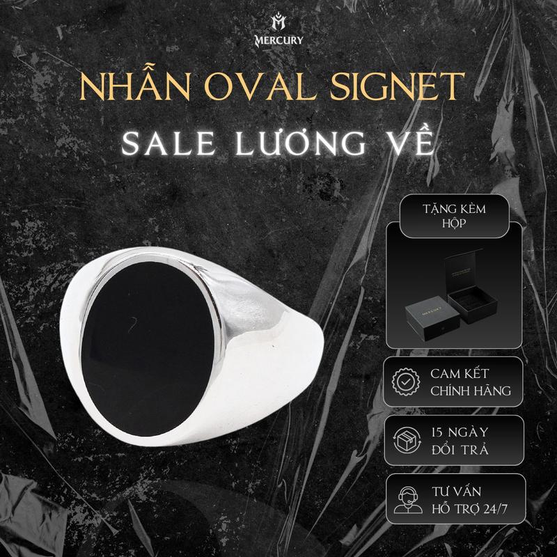 Nhẫn nam Titan Mercury Oval Signet - Trang sức, phụ kiện đeo tay thời trang - Thiết kế Basic, phong cách Minimalism