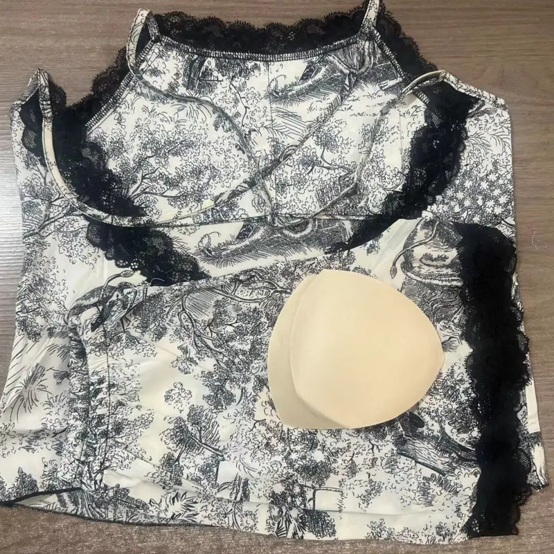 Pamas Lụa Lạnh Dành Cho Bé Gái Vào Mùa Hè, Bộ Đồ Ngắn Hai Dây Pamas Dành Cho Phụ Nữ, Thiết Kế In hình, Phong Cách Gợi Cảm 2