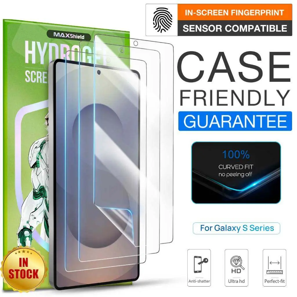 2/3 Pack MAXSHIELD Hydrogel Film Screen Protector for Samsung Galaxy S & Note Series (S25 S24 S23 S22 S21 S20 S10 S9 Plus Ultra FE, Note 20 10+)