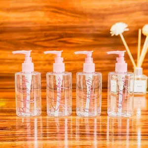 Botol Pump 250ml Aesthetic Rf Bening Tempat Sabun Cair Tutup Pump Capit Pink