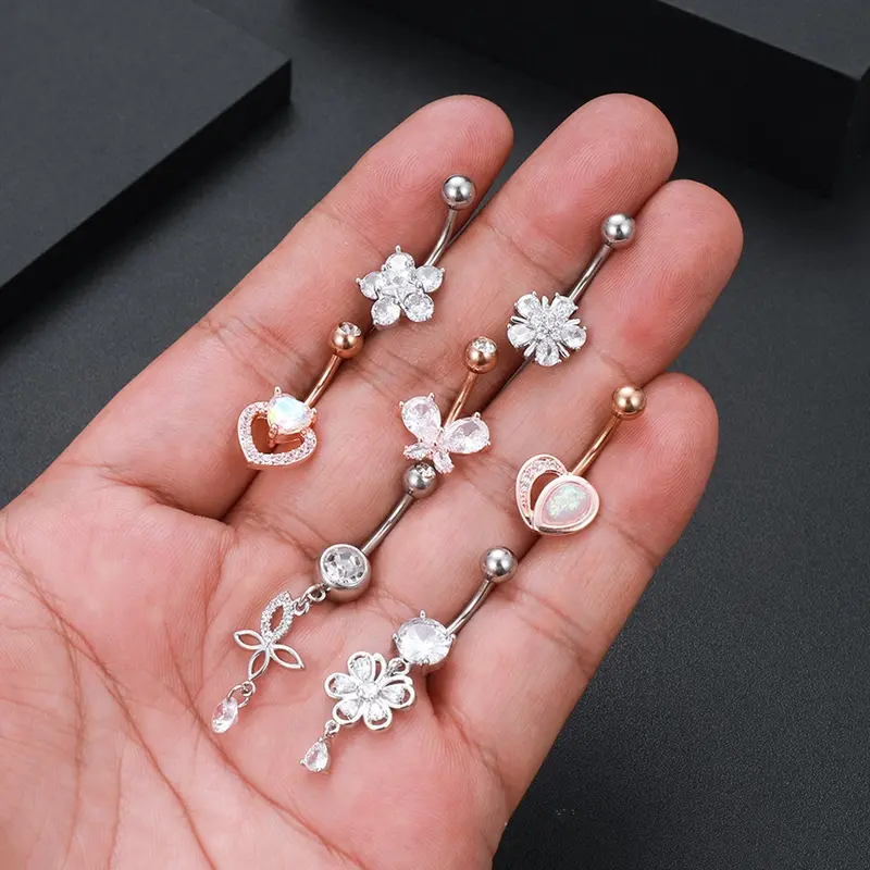 1 Chiếc Xỏ Khuyên Thanh Lịch Và Đáng Yêu Cho Nữ, Vòng Nút Bụng, Mặt Dây Chuyền, Mô Phỏng Zircon, Phụ Kiện Thời Trang 3