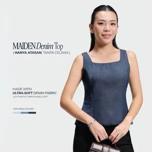 Maiden Denim Tank Top Atasan Denim Wanita Square Neck
