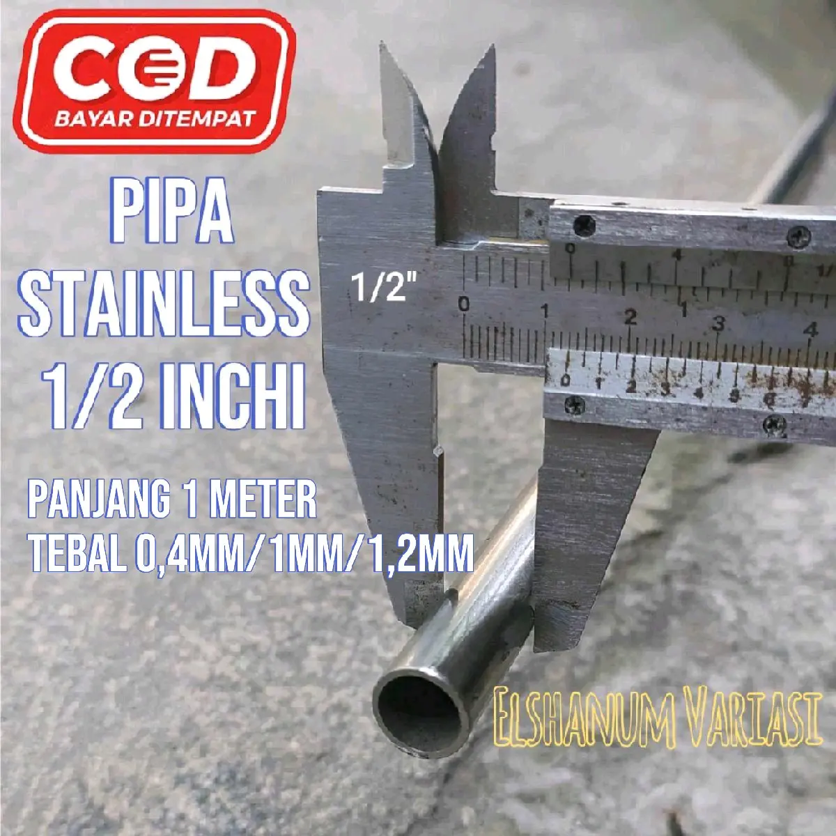 1(COD)PIPA STAINLESS 1/2 INCHI Panjang 1 meter//PIPA PENYANGGA//PIPA GANTUNGAN BAJU//PIPA TIANG BENDERA//PIPA CUSTOM UKURAN  Anti Karat Gagang