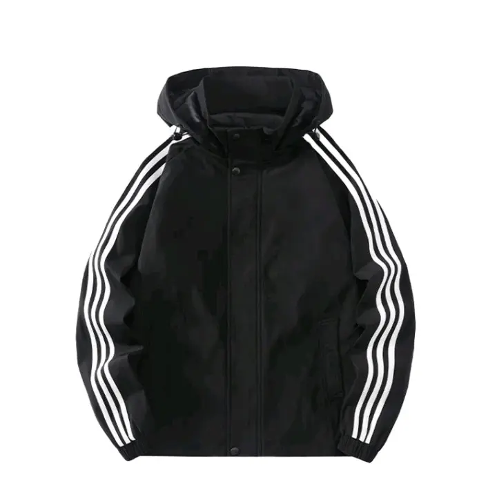 Jaket Windbreaker Terbaru Anti Air Waterproof Keren - Model Gunung Distro Tebal Nyaman poliester jaket pria musim dingin Kain Hitam