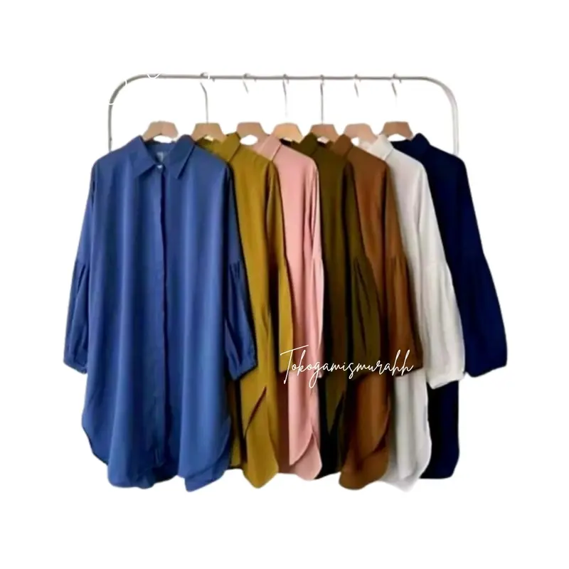 Tunik Dianara Long Crinkle Airflow Premium LD 110 Wanita Busui Full Kancing Terbaru Lembut Muslim Atasan Panjang Katun Dewasa Linen Oversize Midi Nyaman Dress Basic Variasi Hitam 3