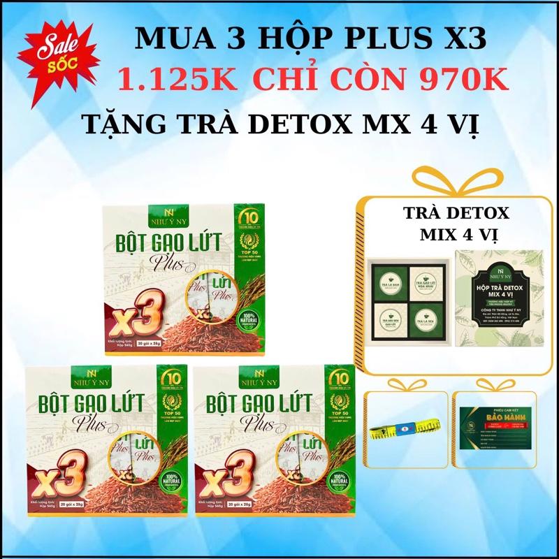 [COMBO 3] Bột Gạo Lứt Plus X3 Như Ý NY -Mua combo 3 Hộp Tặng ( 1 Hộp Trà DETOX MIX 4 vị + thước dây)