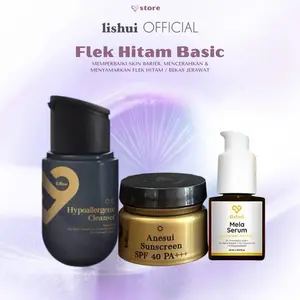[LISHUI] Paket Flek Basic Face Wash-Sunscreen-Mela Serum Sebagai Proteksi Paparan Sinar UV dan Menghilangkan Flek Hitam